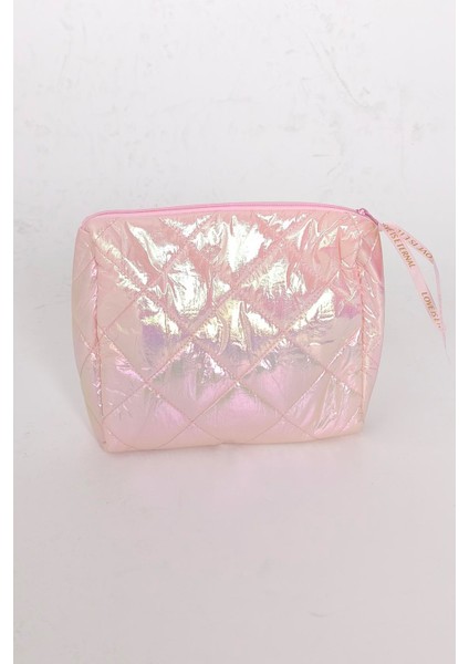 Kapitone Pembe Makyaj Çantası