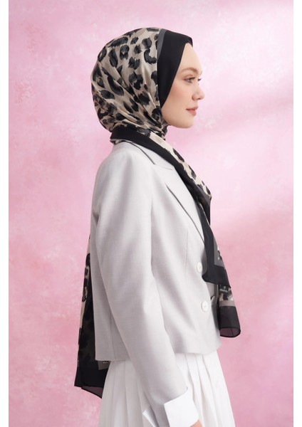 Siyah-Gri Armanda Multi Leopar Desen Vual Şal modelleri