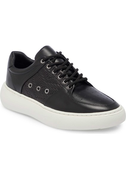 Siyah Hakiki Deri Erkek Sneaker - E24I1AY56710-A23