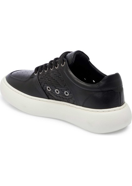 Siyah Hakiki Deri Erkek Sneaker - E24I1AY56710-A23