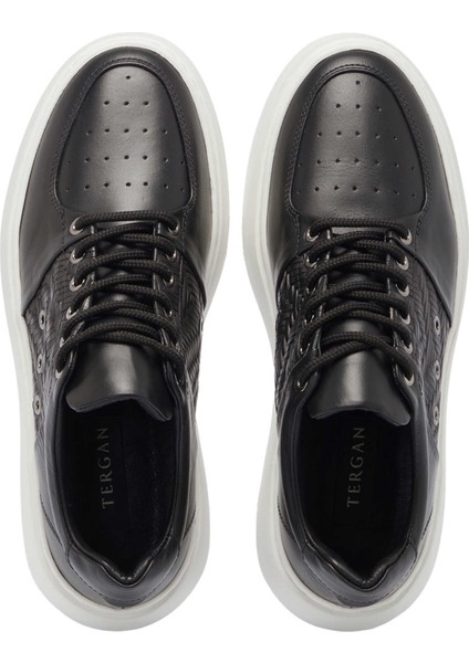 Siyah Hakiki Deri Erkek Sneaker - E24I1AY56710-A23