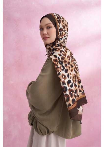 Kahve Armanda Multi Leopar Desen Vual Şal