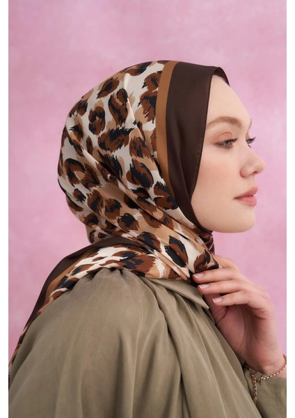 Kahve Armanda Multi Leopar Desen Vual Şal modelleri