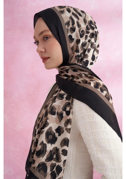 Siyah - Vizon Armanda Multi Leopar Desen Vual Şal modelleri