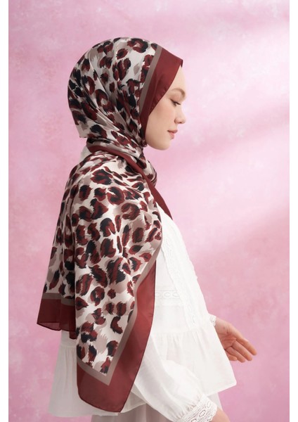 Bordo Armanda Multi Leopar Desen Vual Şal modelleri