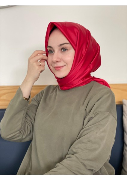 Kırmızı Siyane Scarf Kristal Eşarp