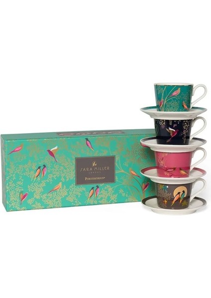Sara Miller Chelsea Espresso Fincanı ve Tabağı, 4'lü Set