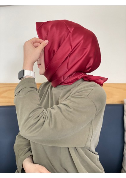 Koyu Kırmızı Siyane Scarf Kristal Eşarp modelleri
