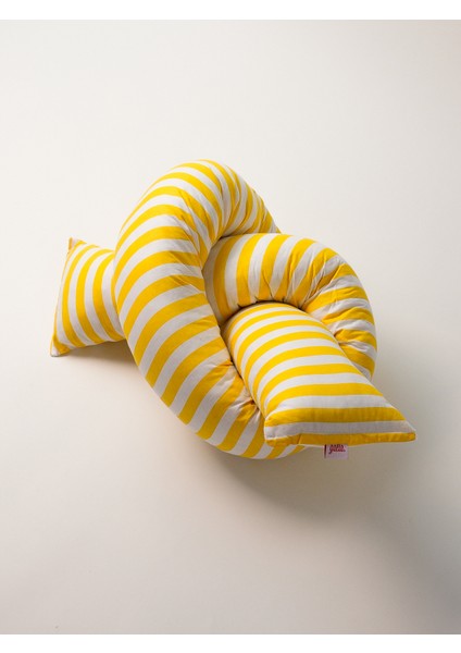 Sarı Beyaz Renkli Çizgili Çok Amaçlı U Şekilli Sosis Yastık
