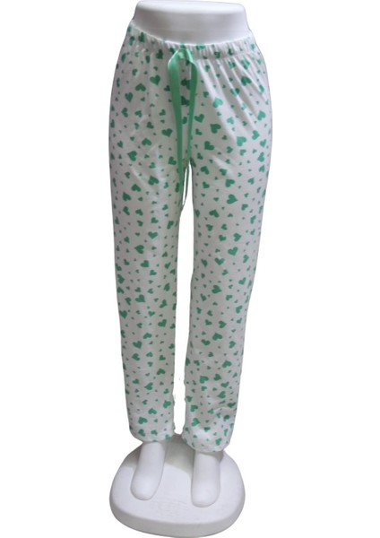 Likralı Kurdele Bel Detaylı Baskılı Cepsiz Kadın Pijama ALTI1013