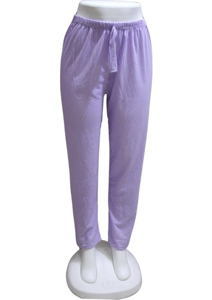 Süprem Kurdele Bel Detaylı Baskılı Cepsiz Kadın Pijama ALTI1016
