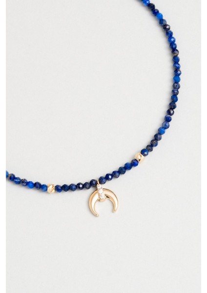 Hilal Figürlü Lapis Taşlı 14 Ayar Altın Bileklik fiyatları