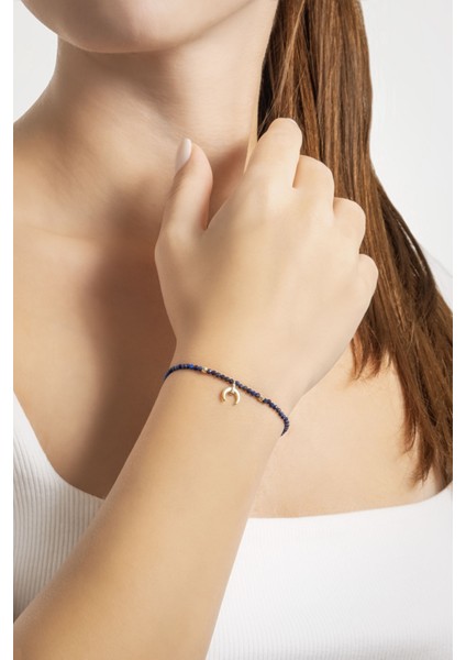 Hilal Figürlü Lapis Taşlı 14 Ayar Altın Bileklik modelleri