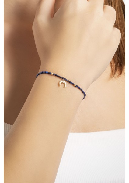 Hilal Figürlü Lapis Taşlı 14 Ayar Altın Bileklik fırsatları