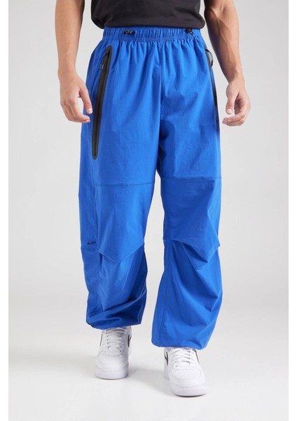 Tech Woven Oversized Pants Flat Pewter Paraşüt Kumaş Erkek Oversize Bol Kesim Eşofman Altı Sax Mavi