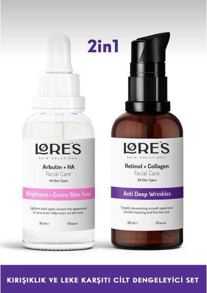 Cilt Besleyici & Leke Karşıtı Set - Retinol + Collagen Vita-A + Alpha Arbutin Hyaluronic Acid Serum modelleri