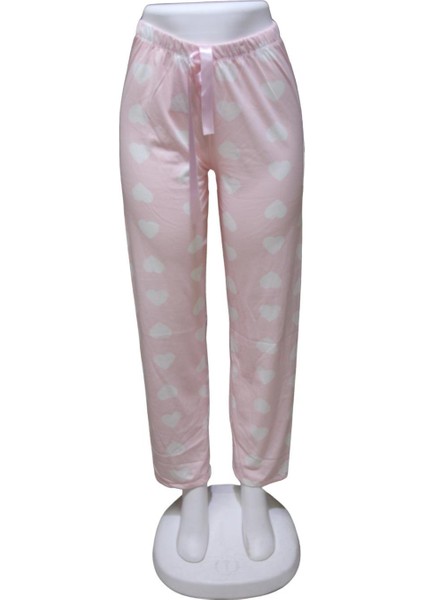 Likralı Kurdele Bel Detaylı Baskılı Cepsiz Kadın Pijama ALTI1003