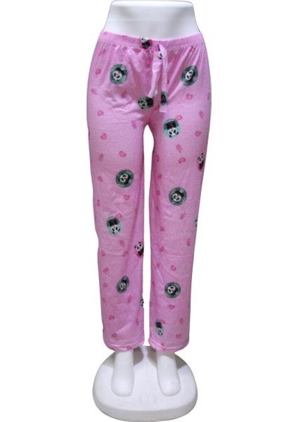 Likralı Kurdele Bel Detaylı Baskılı Cepsiz Kadın Pijama ALTI1001