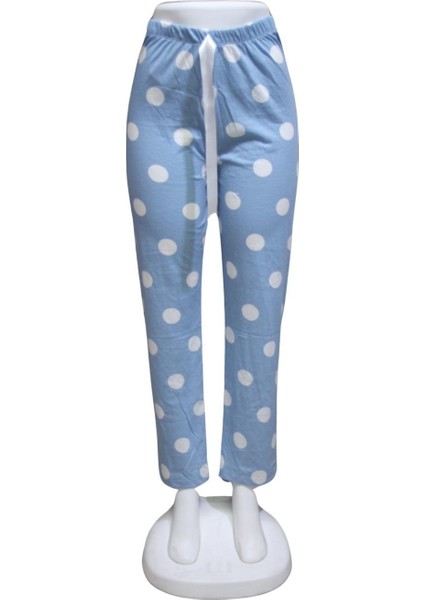 Likralı Kurdele Bel Detaylı Baskılı Cepsiz Kadın Pijama ALTI1005