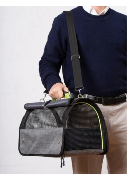 Perdeli Flybag Model Plastik Yırtılmaz Fileli Kedi ve Köpek Taşıma Havayolu Çantası fırsatları