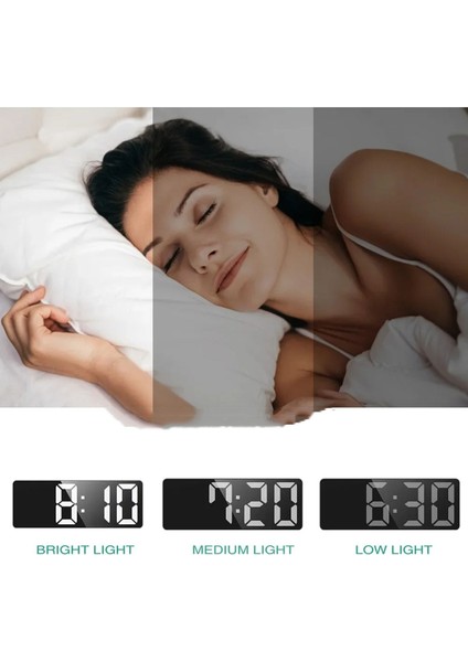Dekoratif Masa Saati Derece Alarm Takvim Fonksiyonlu Şarjlı LED Işıklı Dijital Siyah