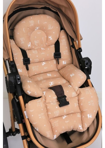 Bebeğinizi Rahatlatan Ortopedik Bel Minderi - Kahverengi Pamuk Kumaşlı Ürün - Çocuk Araba Koltuğu İçin Ideal