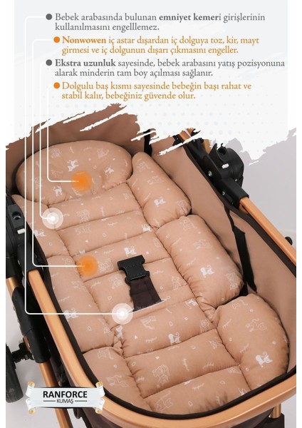 Bebeğinizi Rahatlatan Ortopedik Bel Minderi - Kahverengi Pamuk Kumaşlı Ürün - Çocuk Araba Koltuğu İçin Ideal modelleri