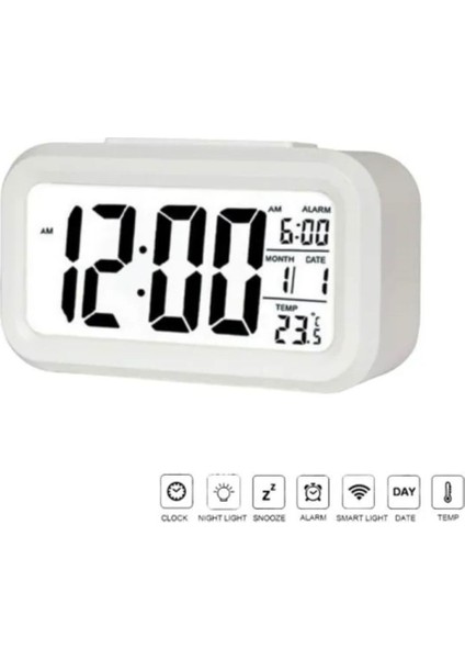 Dijital Masaüstü Çalar Saat Alarm, Takvim, Sıcaklık Göstergesi ve LED Ekran