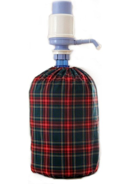 Renkli ekoseli damacana kılıfı, şık ve kullanışlı su koruma ürün.