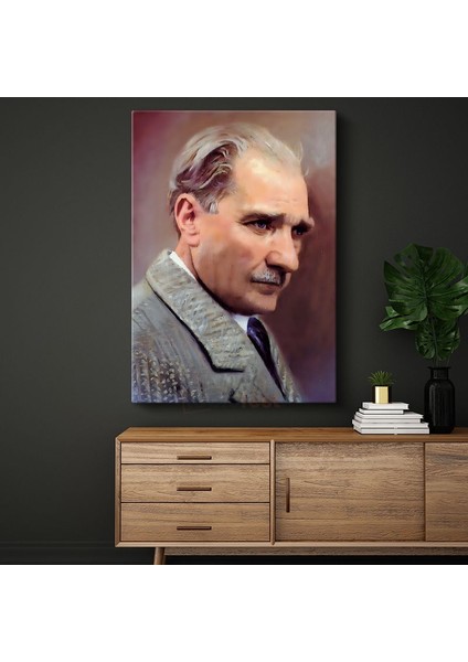 Sanatsal Atatürk - Pastel Tonlarda Profil Kanvas Tablo