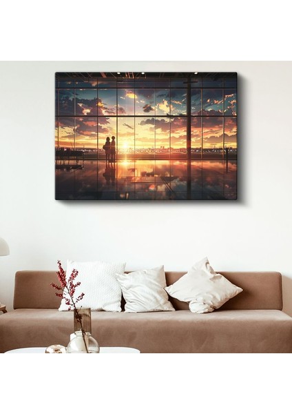 Şehir Manzarası - Altın Işıklı Terminal Anime Kanvas Tablo