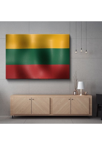 Litvanya Bayrağı - Dalgalı Görünüm Kanvas Tablo