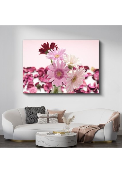 Pembe Gerbera Buketi - Zarif Çiçek Aranjmanı Kanvas Tablo