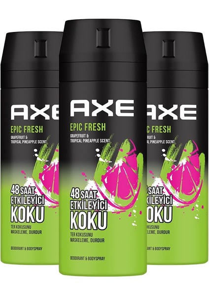 Erkek Deodorant & Bodyspray Epic Fresh 48 Saat Etkileyici Koku 150 ml X3