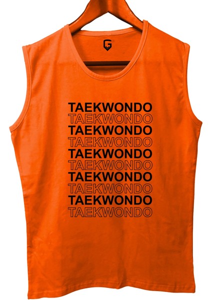 Line Taekwondo Baskılı Kolsuz Sporcu T-Shirt Tank Top Sporcu Fitness Atlet