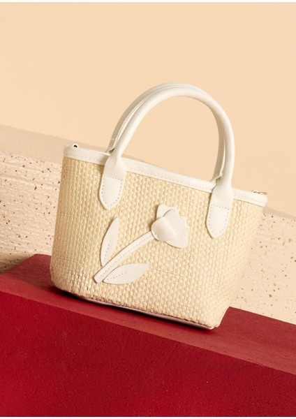 Kız Çocuk Çiçekli Hasır Çanta