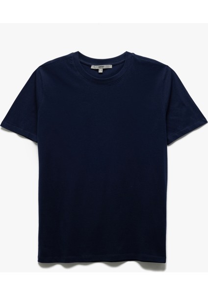 Pamuklu Kısa Kollu Bisiklet Yaka Basic Erkek Slim Fit Tişört