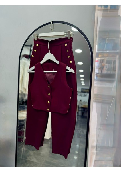 Çıtçıtlı Yelek Pantolon Takım