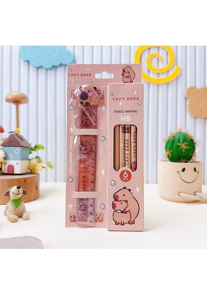 Capybara Kapibara 6 Adet Kurşun Kalem Cetvel Kırtasiye Set fiyatları