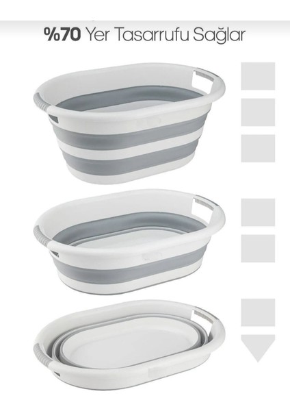 Küçük Boy Katlanabilir Çamaşır Sepeti (25 Lt)