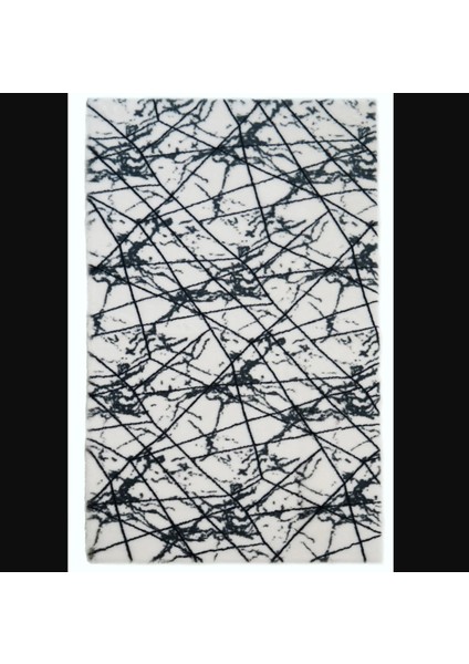 Home Marble Banyo Mutfak Halı Beyaz 75 x 110 cm Yıkanabilir Kaymaz Taban Soyut Desenli 1 Adet