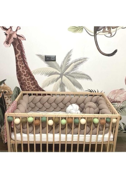 360 cm 4 Örgü Beşik Koruyucu Örtü - Kahverengi, Küçük Boy, Koruyucu Yastık, Şık ve Dayanıklı.