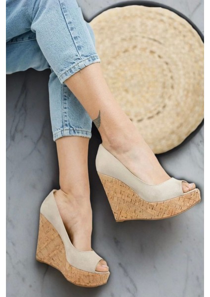 Kadın Elegant Ayakkabı Burun Açık Dolgu Topuklu Ayakkabı Özel Tasarım Abiye Ayakkabı fiyatları