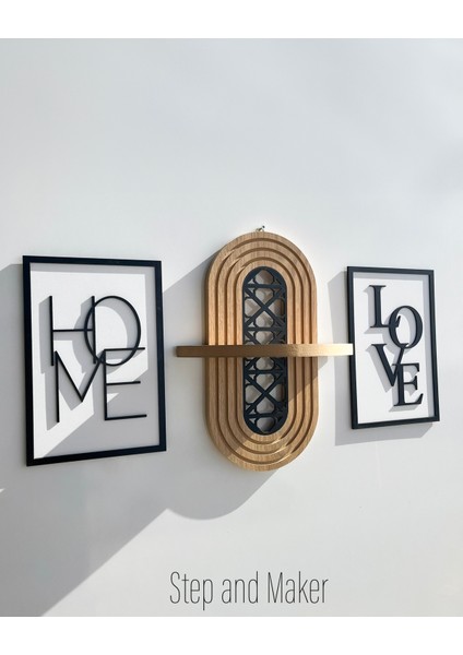 Çift Katmanlı 'home Love Tablo' & Ortası Desenli Duvar Rafı fiyatları
