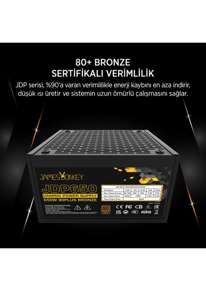 James Donkey JDP650 Apfc 12CM 650W Bronze 80+ Power Supply