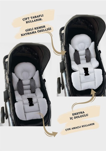 Gri Bebek Arabası Koltuğu - Yumuşak ve Konforlu - Türkiye'de Üretilmiştir. modelleri