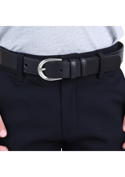 Çocuk Deri Kot ve Kumaş Pantolon Kemeri Siyah Renk