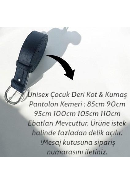 Çocuk Deri Kot ve Kumaş Pantolon Kemeri Siyah Renk