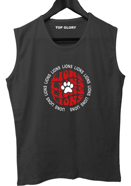 Lions Baskılı Kolsuz Sporcu T-Shirt Tank Top Sporcu Fitness Atlet