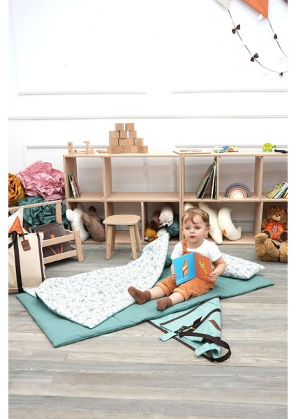 Çocuklar İçin Taşınabilir Yatak Seti ve Kanvas Çanta, Seyahat Serisi 0-35 Kg için, Gri renkli, 1 Yıl Garanti